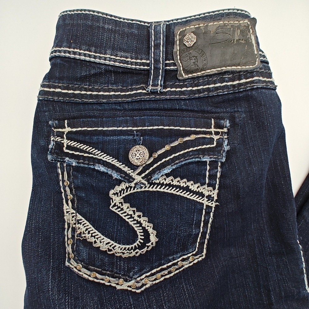 Silver Jeans Suki Flap Bootcut Jeans Womens 32x32 Dark Wash‎ Mid Rise Denim - Picture 3 of 8